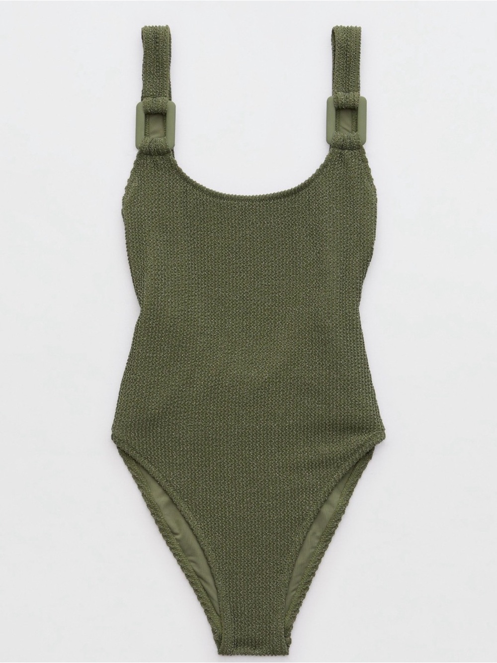 Aerie Swim Olive Green One Piece Swimsuit Size XS Shimmer Cheeky